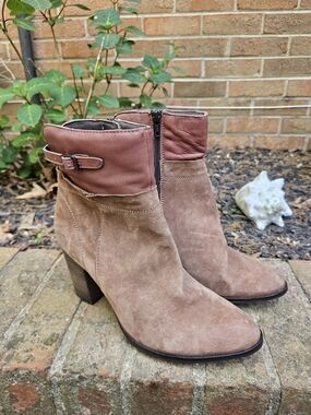 Seychelles Fascinate Tan And Oxblood Leather/Suede Womens Ankle Boots Size 8